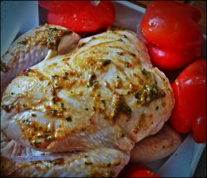 marinated chicken in pan